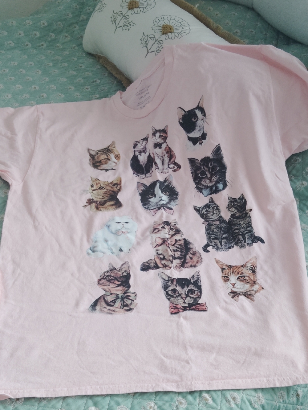 NWOT - Urban Outfitters Light Pink Cat Collage Tee